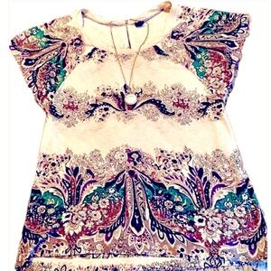 Free people tee paisley zipper back